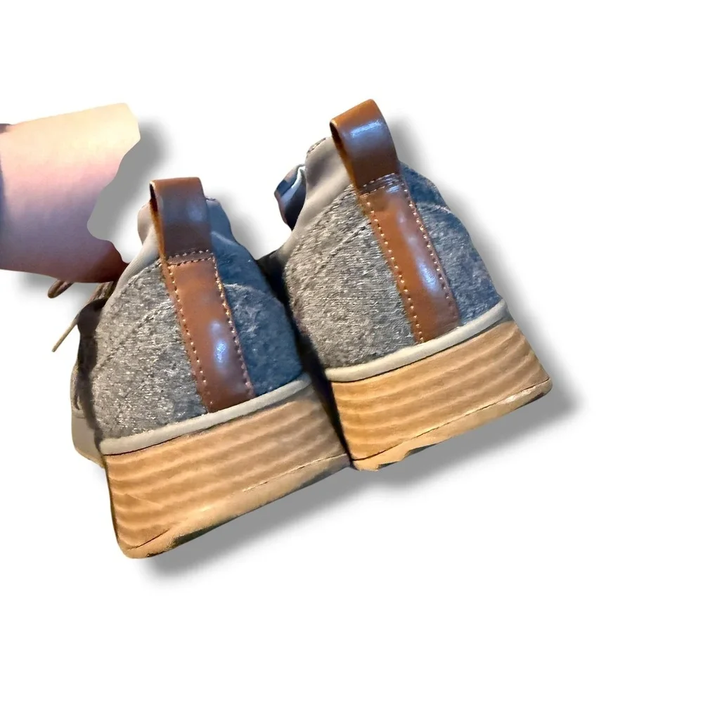 Dr. Scholl's Be Free Energy Sneakers Womens 7.5 Gray Wool Platform Wedge Comfort
